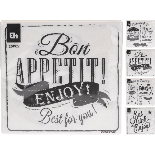 ubrousky 33x33cm 20ks BBQ mix