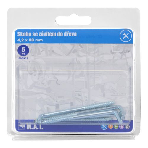 skoba se závitem do dřeva  80x4,2mm Zn (5ks)