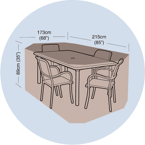 plachta krycí na set 4 židlí+obdél.stůl 215x173x89cm, PE 90g/m2