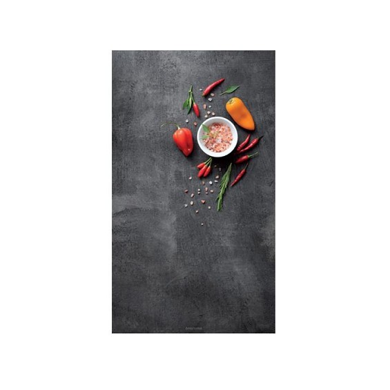 Skleněná odkládací deska na sporák ONLINE 30 x 52 cm, sůl a chilli