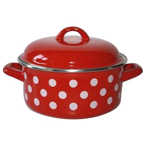 Metalac Smaltovaný rendlík červený s puntíky 16 cm 1,5l