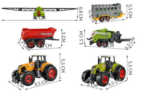 SunQ toys 7318 Súprava farmárskych strojov poľnohospodárske stroje a príslušenstvo 6ks